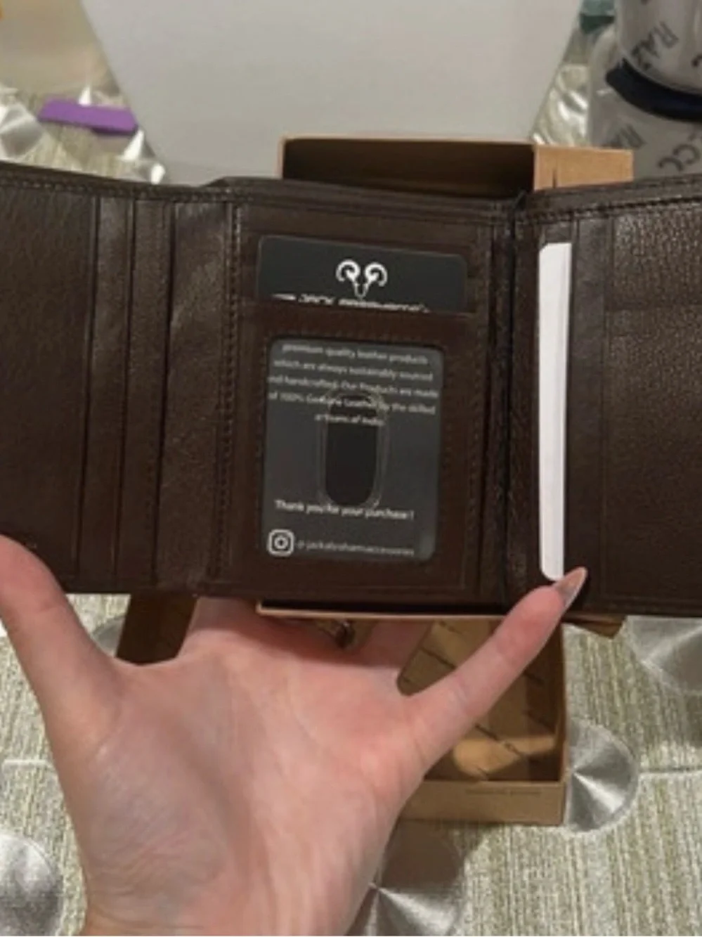 Men's Brown Leather Wallet with Black Accent